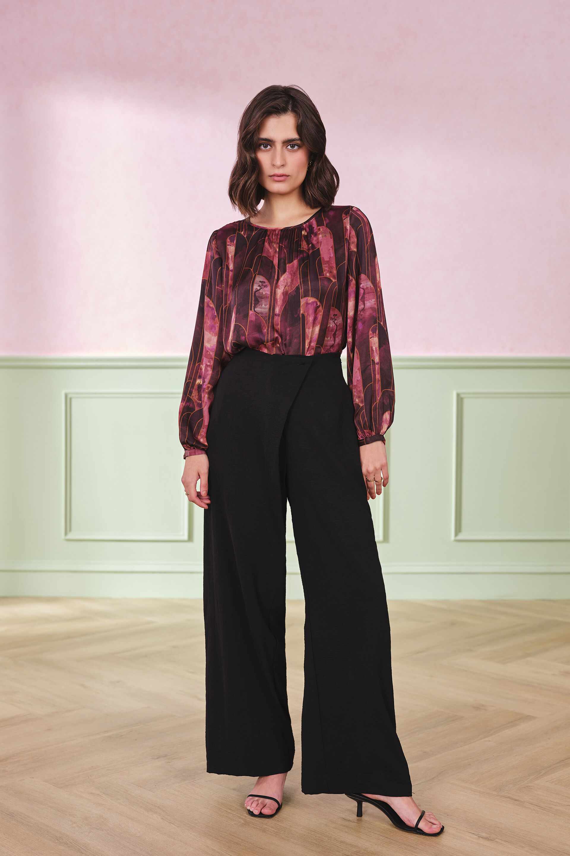 Sangria Sunset Viscose Top, Wine, image 2